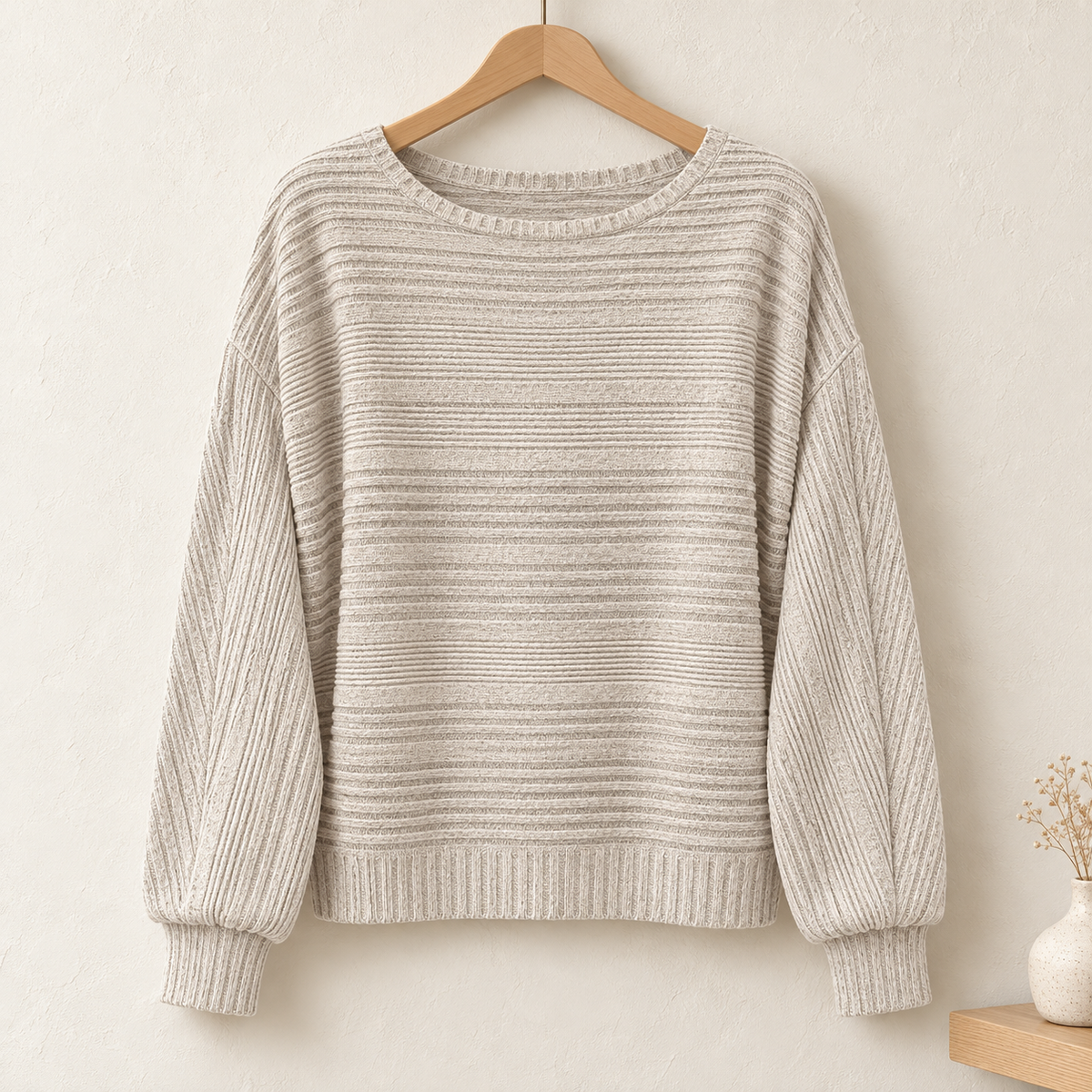 Women’s Textured Round-Neck Long-Sleeve Pullover