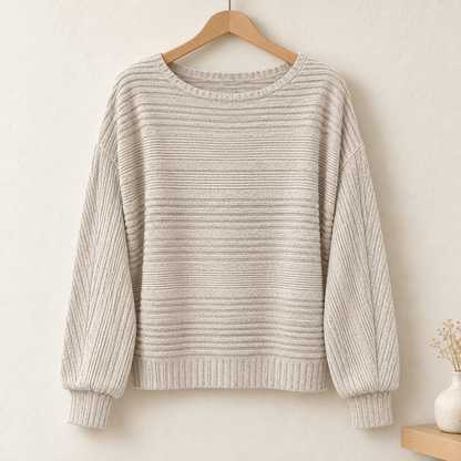 Women’s Textured Round-Neck Long-Sleeve Pullover