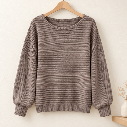 Women’s Textured Round-Neck Long-Sleeve Pullover