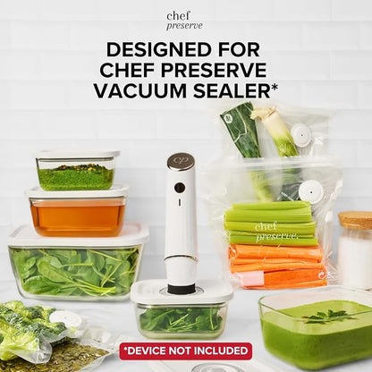 3x Large Glass Vacuum Food Containers - For Handheld Sealers