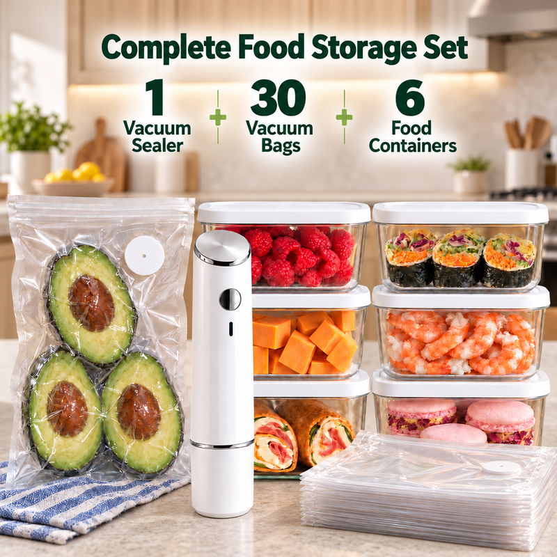 Complete Vacuum Food Storage Set | Handheld Sealer + FREE Bonus