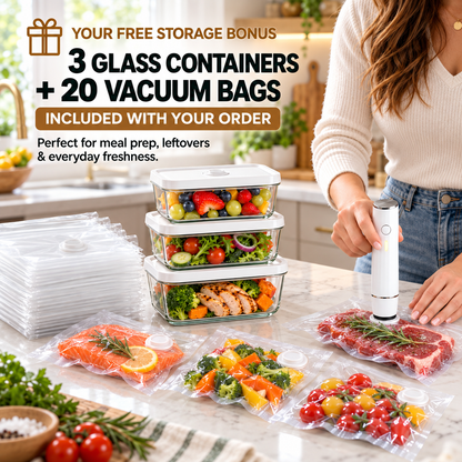 Complete Vacuum Food Storage Set | Handheld Sealer + FREE Bonus