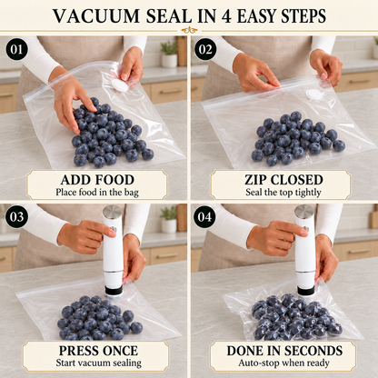 Complete Vacuum Food Storage Set | Handheld Sealer + FREE Bonus