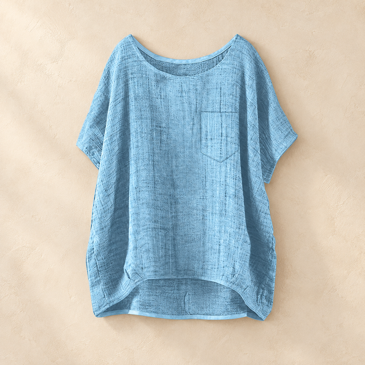 Women's Relaxed Short Sleeve Textured Top with Chest Pocket