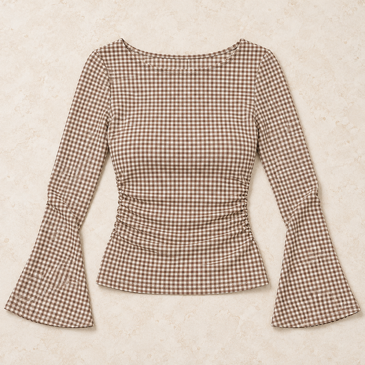 Women’s Round Neck Long Bell Sleeve Fitted Top